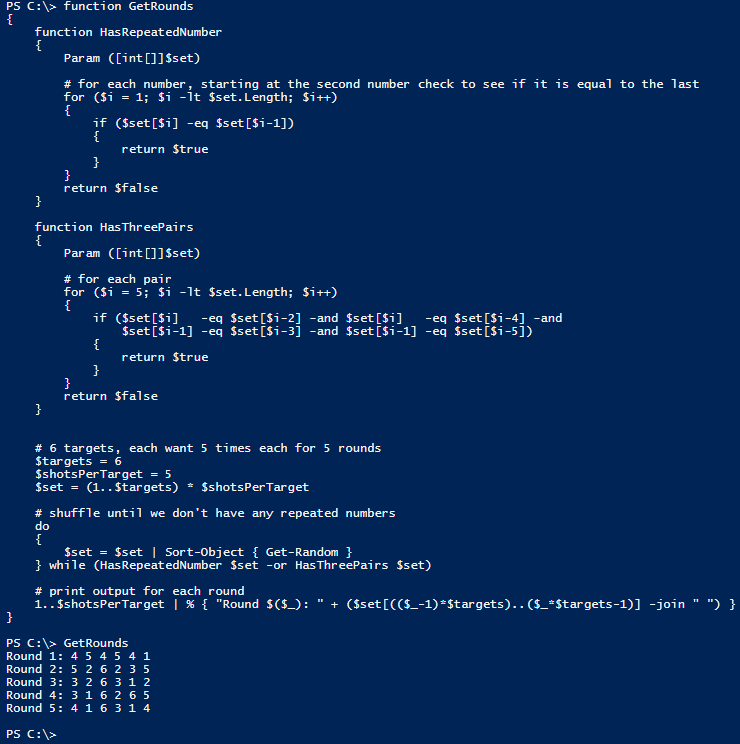 Math.round Powershell Need Random numbers: 1-6 x 5 each, no pairs. Spread sheet, Visual Basic ...